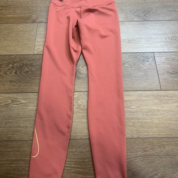 Nike Dri-Fit Leggings Mid-Rise Full-Length Gold Glitter Logo - Picture 12 of 12